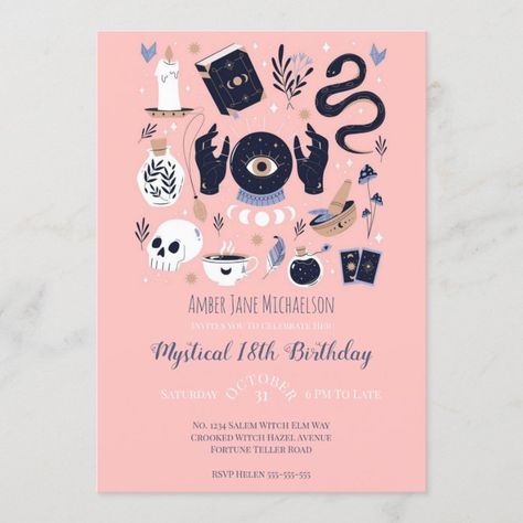 Halloween Themed Birthday Party, Spooky Chic, Chic Invitation, Boho Nature, Sweet Sixteen Invitations, Palette Design, Sweet 16 Birthday Party, Sweet 16 Invitations, 18th Birthday Party