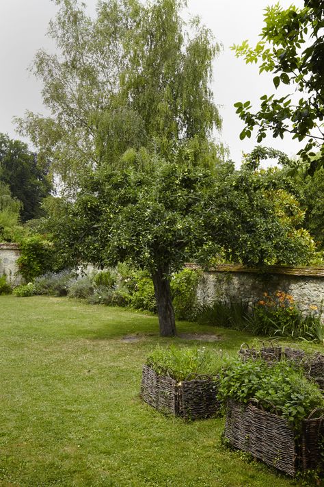 Herbs grow in beds with woven willow edging made by friends of Gesa’s parents. French Cottage Garden, Willow Fence, Country Cottage Garden, White Flower Farm, French Cottage, French Country Cottage, Public Garden, Garden Tours, French Countryside