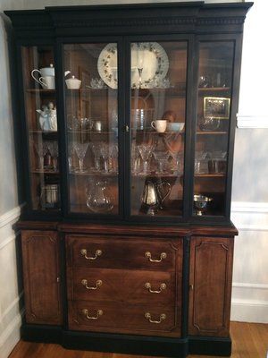 Arlington Massachusetts, China Hutch Makeover, Wood Restoration, China Cabinet Makeover, Painted Furniture For Sale, Painted Hutch, Antique Hutch, Painted China Cabinets, Hutch Makeover