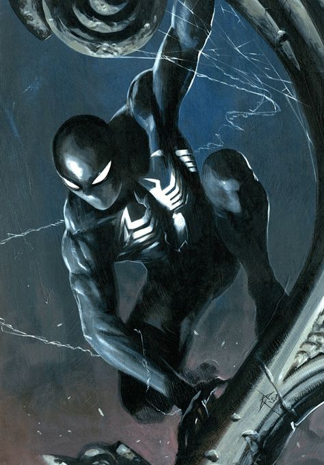 Spider-Man Black By Gabriele Dell'Otto #Comics #Illustration #Drawing All Spiderman, Symbiote Spiderman, Black Spiderman, Spiderman Pictures, Black Spider, Spiderman Comic, Marvel Wallpaper, Spiderman Art, Superhero Art