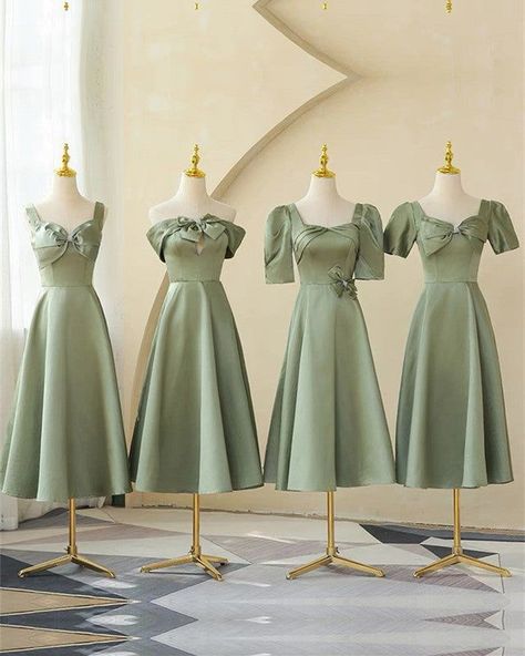 Midi Bridesmaid Dresses, Green Satin Bridesmaid Dresses, Dress Satin Bridesmaid, Bridesmaid Satin, Midi Bridesmaid Dress, Sage Green Bridesmaid Dress, Dama Dresses, Sage Green Dress, Bridesmaid Dresses With Sleeves