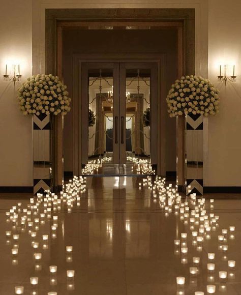 5,870 Likes, 86 Comments - CLARIDGE’S (@claridgeshotel) on Instagram: “Dreaming of candlelight at Claridge’s 🕯good night from us all #wemissyou #wewillpartyagain…” Somerset House, Ceremony Design, Hallway Decor, Communications Strategy, Ceremony Inspiration, Wedding Ceremony Decorations, This Is Love, Ceremony Decorations, Hallway Decorating