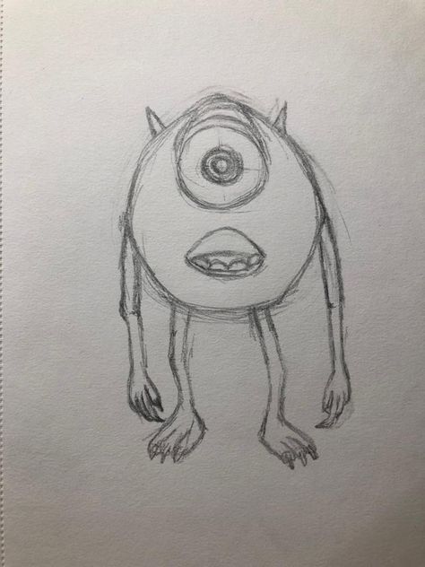 Mike Wazowski Sketch, Mike Wazowski Drawing, Monsters Inc Mike, Monsters Inc Boo, Sketch It, Creepy Drawings, Mike Wazowski, Monsters Inc, Dry Erase