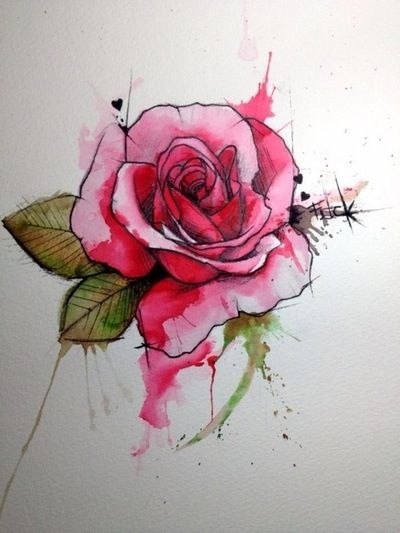 Uma rosa é uma rosa... Watercolor Rose Tattoos, Tattoo Rose, Desenho Tattoo, Ink Drawings, Trendy Tattoos, Watercolor Rose, Skin Art, Rose Tattoos, Love Tattoos