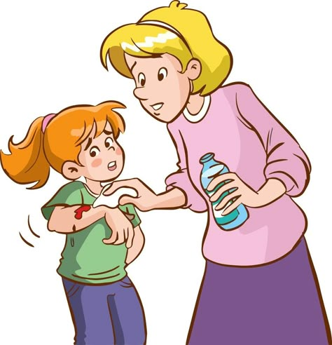 first aid to mother daughter cartoon vector illustration Mother Daughter Cartoon, First Aid Illustration, First Aid Kid, Language Pictures, Vector Cartoon Characters, First Aid For Kids, Illustration Traditional, English Learning Books, Speech Language Activities