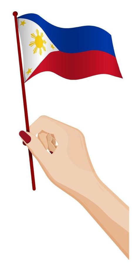 Female hand gently holds small Flag of Republic of Philippines. Holiday design element. Cartoon vector on white background Philippines Background, Philippines Holiday, Gently Holds, Philippines Flag, Small Flags, Background Background, Anime People, Holiday Design, Car Wallpapers