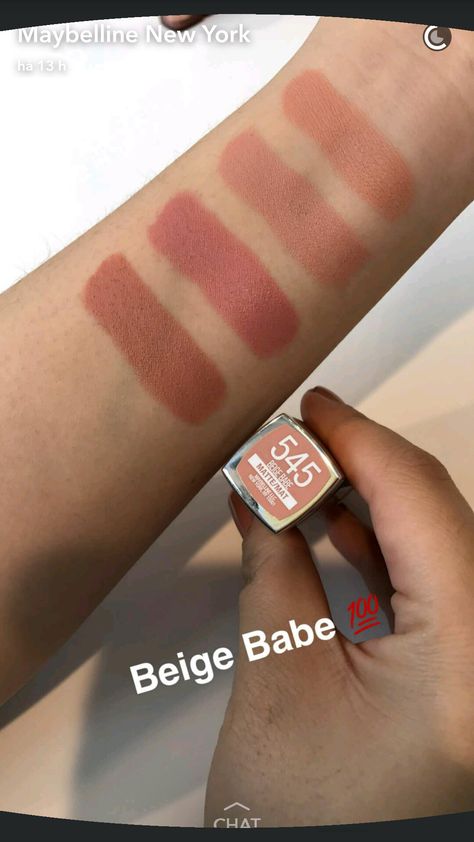 Maybelline Beige Babe Lipstick Maybelline Beige Babe, Best Lipstick Color, Maybelline Lipstick, Beige Baby, Lipstick Kit, Best Lipsticks, Makeup To Buy, Beauty Lipstick, Makeup Swatches