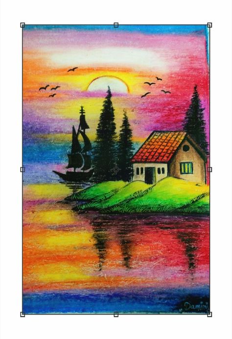 Drawing For 5th Class Student, Tomato Drawing, Basic Drawing For Kids, Scenery Drawing For Kids, Simple Draw, Butterfly Art Drawing, Oil Pastel Drawings Easy, Oil Pastel Colours, Drawing Scenery