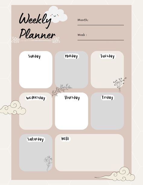 This is a weekly planner to help you manage your whole week activities. Planner For Teachers, Planner Organization College, Best Weekly Planner, Life Planner Organization, Weekly Schedule Planner, Organization Bullet Journal, Prayer Corner, Weekly Planners, Calendar Organization