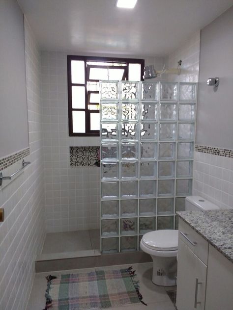 Glass Block Shower, Toilet And Bathroom Design, Small Bathroom Layout, Small Bathroom Renovations, Desain Pantry, Washroom Design, Small Bathroom Makeover, Bathroom Redesign, Bathroom Remodel Shower