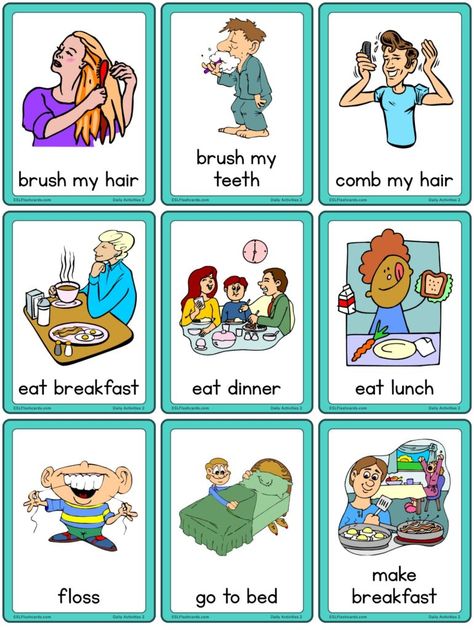 Adverb Activities, Daily Routine Worksheet, Esl Flashcards, Easter Math Worksheets, Daily Routine Activities, Flashcards For Toddlers, Life Activities, Study English Language, Activities Kindergarten