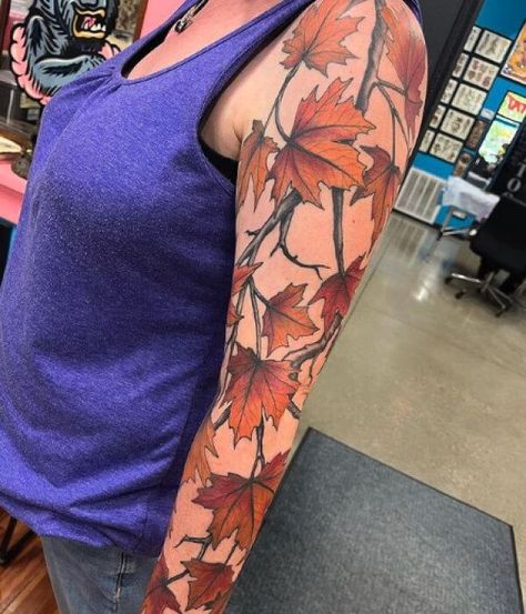 Tattoo Ideas Autumn, Autumn Tattoo Ideas, Fall Tattoo Ideas Autumn, Fall Tattoo Ideas, Fall Leaves Tattoo, Fall Tattoo, American Traditional Sleeve, Tattoo Removal Cost, Autumn Tattoo