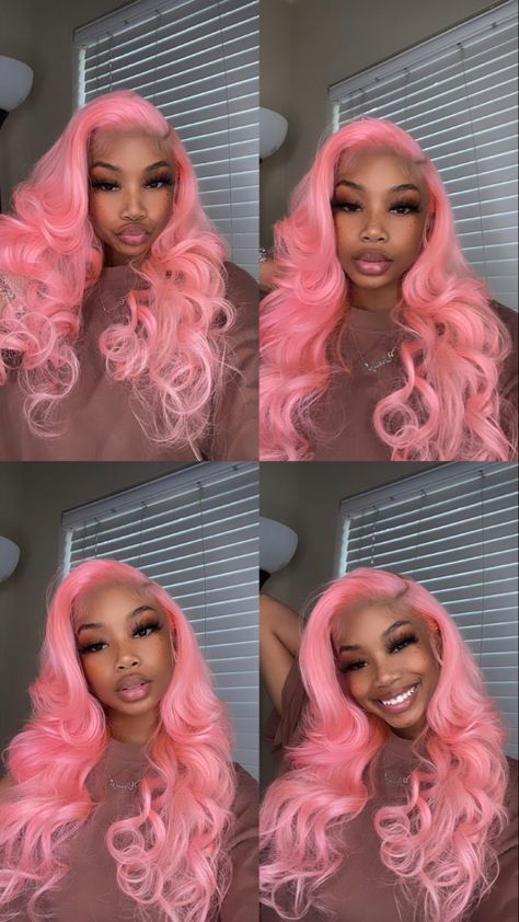 Pink Lace Wig, Light Pink Hair, 18th Bday, Frontal Wig Hairstyles, Birthday Hairstyles, Dyed Hair Inspiration, Team A, Frontal Hairstyles, Pink Wig