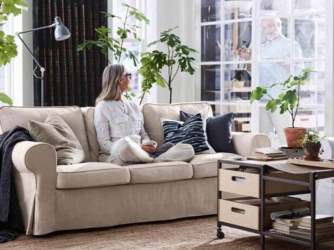 IKEA Ektorp Review : An Essential Guide to The Ektorp - Comfort Works Blog & Design Inspirations Ektorp Sofa Cover, Wood Settee, Ikea Ektorp Sofa, Ikea Sofa Bed, Ektorp Sofa, Cheap Couch, Ikea Sofas, Ikea Couch, Ikea Finds