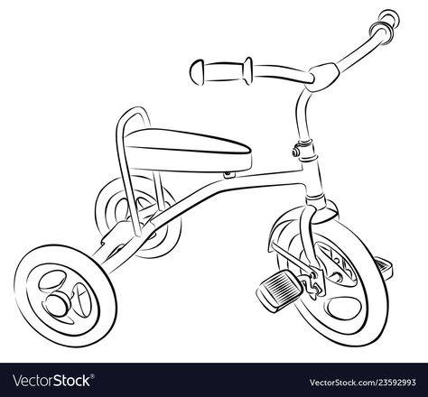 Tricycle Tattoo, Tricycle Illustration, Tricycle Drawing, Bicycle Vector, Bicycle Drawing, Cycle Drawing, Sketch Reference, Idea Box, Bike Quotes