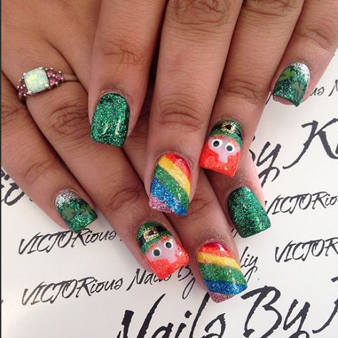 leprechaun nails St Patty Nails, St Pattys Day Nails, St Patrick's Nails, St Patricks Nails, Patty Nails, St Patricks Nail Designs, St Patrick Nails, Patrick Day Nails, Patrick Nails