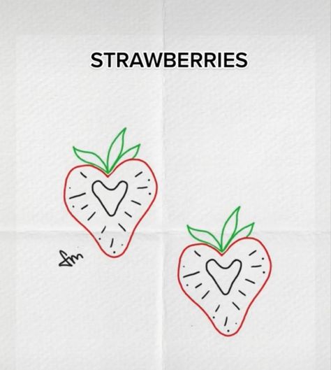 Strawberry Tattoo Minimalist, Minimalist Tatoos, Strawberry Drawing, Strawberry Tattoo, Strawberry Art, Kunst Tattoos, Children Sketch, Small Tattoos Simple, Line Sketch