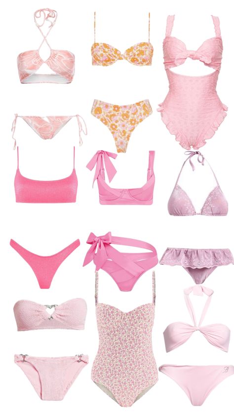 Cute swimsuits for summer #outfitinspo #pink #aesthetic #bikiniseason #summer #summeraesthetic #swimsuit Bathing Suit For Body Type, Aesthetic Swimsuit, Swimwear Aesthetic, Swimsuit Aesthetic, Pink Swimwear, Cute Swimsuits, Summer Swim Suits, Swim Suits, Summer Aesthetic