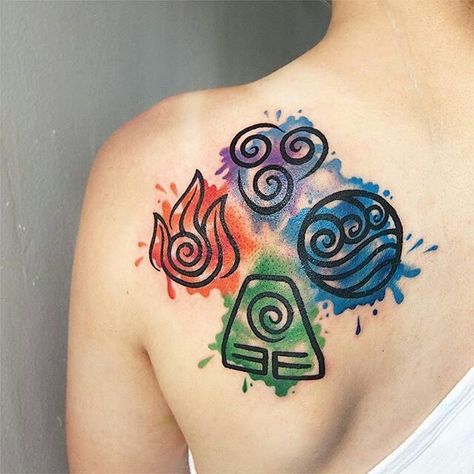 The four elements tatt ATLA                                                                                                                                                                                 More Four Elements Tattoo, Atla Tattoo, Avatar Tattoo, Elements Tattoo, Omerta Tattoo, Skeleton Hand Tattoo, Vine Tattoos, 4 Elements, Symbol Tattoos