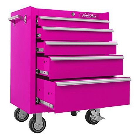 The Original Pink Box 26-Inch Rolling Toolboxbestproductscom Pink Tool Box, Rolling Cabinet, Steel Tool Box, Pink Tools, Salon Suites, Tool Cabinet, Tool Chest, Pink Box, Diy Box