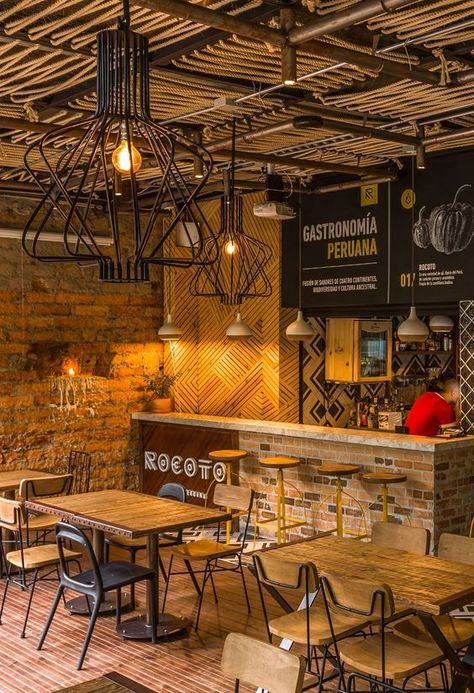 Industrial Restaurant Design, Rustic Cafe, Industrial Restaurant, Design Café, Coffee Shops Interior, Metal Furniture Design, Modern Restaurant, Design Apartment, Bar Design Restaurant