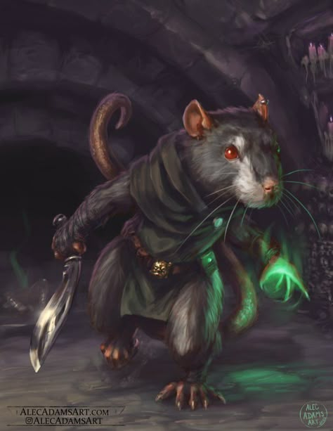 @alecadamsart Ratfolk Dnd, Warlock Dnd, Dnd Races, Heroic Fantasy, Fantasy Warrior, Fantasy Rpg, Dnd Characters, Character Portraits, Creature Art