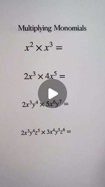 Math Tricks on Instagram: "Basic algebra: Multiplying monomials | How to simplify monomials #monomials #monomial #algebra" How To Do Algebra High Schools, Basic Algebra Formulas, Algebra Tips, Algebra Basics, Simplify Math, Maths Algebra Formulas, Algebra Notes, Algebra Help, Algebra Math