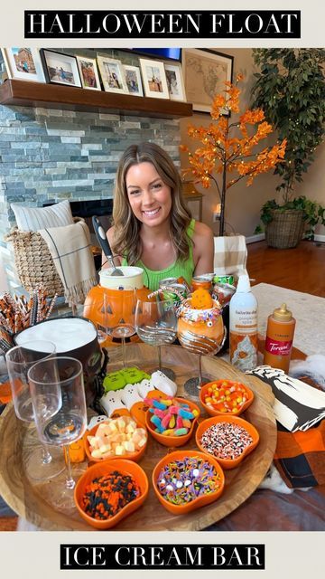 Tara Panasiuk on Instagram: "HALLOWEEN ICE CREAM FLOAT BAR 🍦🎃 Comment “FLOAT” to be sent all the items used here 🖤🧡  We had so much fun with these! Set out various soda options, toppings, and some ice cream. You can customize your ice cream floats Halloween style 🤗   Hope you enjoy for your Halloween parties and entertaining!   #entertainingathome #partyideas #halloween #halloweenideas" Halloween Ice Cream Bar, Ice Cream Float Bar, Fall Popcorn, Float Bar, Halloween Ice Cream, Halloween Popcorn, Halloween Movie Night, Ice Cream Floats, Popcorn Bar