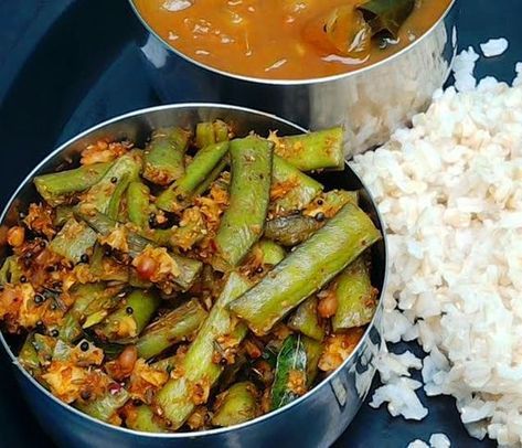 Freshly Spiced Cluster Beans (Kothavarangai Masala Curry) | Bhojana Recipes Gawar Fali Recipe, Indian Beans Recipe, Indian Vegetables, Maharashtrian Food, Indian Vegetable Recipes, Cluster Bean, Andhra Recipes, Veg Recipes Of India, Dry Curry