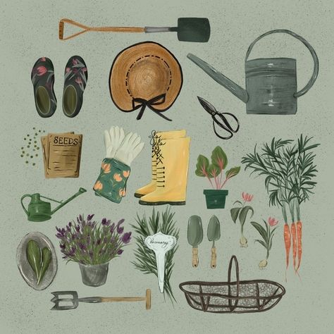 Gardening  at ArtfullyWalls, This illustration features a gardeners day dream. #illustration #gardening #daydreams #vegetables #lavendar # #interiorstyling #styleithappy #gallerywall #gallerywalldecor #gallerywallinspo #countrykitchen Gardening Illustration, Gardener Aesthetic, Garden Illustration, Artfully Walls, Garden Drawing, Gallery Wall Decor, Aesthetic Ideas, Photo Canvas, Art Blog