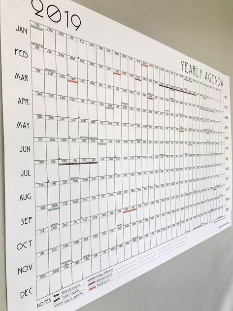 Yes, ya'll! A year at-a-glance calendar + washi tape coding = family planning bliss. We're so excited for travel-  project-planning fun in the new year. Big Calendar Wall, Big Calendar, Wall Calender, Full Year Calendar, Mom Edit, At A Glance Calendar, 달력 디자인, Travel Project, Calendar Board