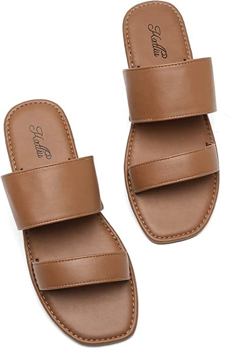 Old Money Brown, Classic Sandals, Two Strap Sandals, Womens Sandals Summer, Slip On Sandals, Stretch Bands, Cute Sandals, Womens Slides, Shoe Print