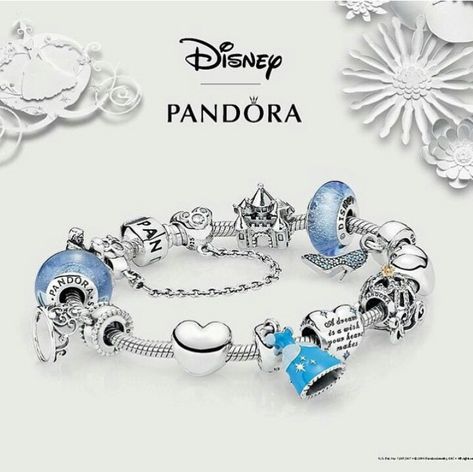 Disney Cinderella Pandora Disney Collection, Disney Pandora Bracelet, Disney Pandora, Pandora Charms Disney, Pandora Bracelet Designs, Pandora Inspiration, Disney Bracelet, Pandora Jewelry Charms, Disney Charms