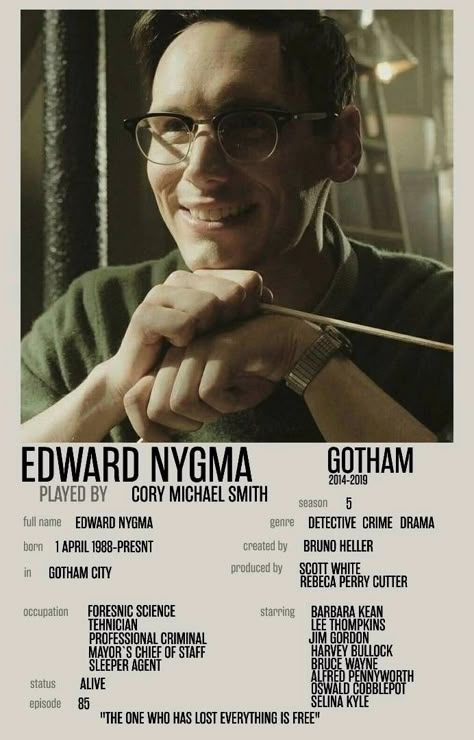 Gotham Poster Tv Series, Gotham Poster, Oswald And Edward, Gotham Aesthetic, Edward Nygma Gotham, Gotham Show, Harvey Bullock, Gotham Rogues, Gotham Tv Show