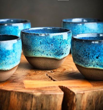 Blue Pottery Glaze, Blue Clay Pottery, Blue Glaze Combos, Glazed Ceramic Pots, Amaco Potters Choice Glaze Combinations Blue Midnight, Amaco Blue Rutile Glaze Combinations, Amaco Glaze Combinations Blue Rutile, Blue Rutile, Laguna Nebula Blue Glaze