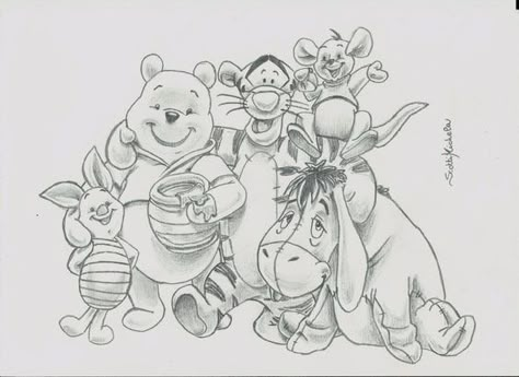 Winnie The Pooh Drawing, Pooh Winnie, Disney Character Drawings, Winnie The Pooh And Friends, Cartoon Drawings Disney, Disney Drawings Sketches, Cartoon Drawings Of Animals, Pooh And Friends, Disney Art Drawings