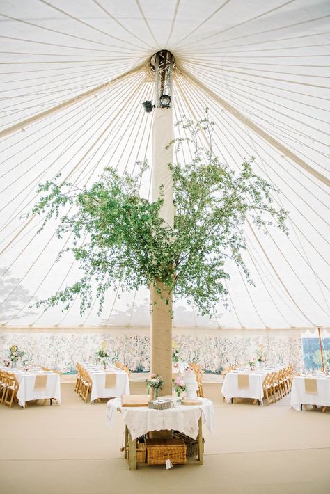 LPM Bohemia's Traditional Circular Tent with a tree pole feature. Marquee Wedding Decoration, Tent Wedding Reception, Marquee Hire, Tent Decorations, Wedding Tent, Breathtaking Wedding, Round Canvas, Wedding Banner, Top Tents