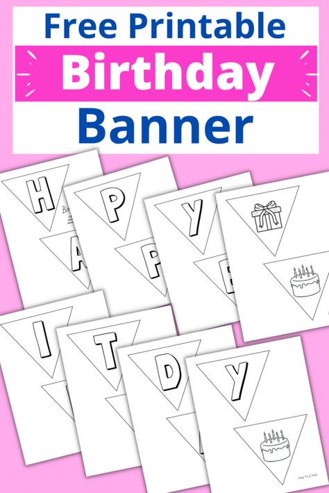 Looking for a fun Free Printable Happy Birthday Banner to Color? This is perfect! You can create your own Happy Birthday Banner ideas with this free template! Customize your birthday banner with fun items like birthday cakes, balloons, birthday gifts and more! Such an easy Happy Birthday Banner DIY. Get the free template today! Free Printable Birthday Banner, Birthday Banner Ideas, Happy Birthday Banner Printable Free, Birthday Banner Diy, Free Birthday Banner, Happy Birthday Banner Diy, Birthday Pennant Banner, Printable Signs Free, Happy Birthday Banner Printable