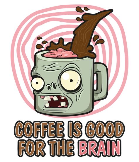 Zombie coffee mug - Coffee is good for the brain. zombie, coffee zombie, funny coffee, coffee cup, coffee, caffeine, mug, coffee, ploxd, cartoon, illustration, camisetas masculinas, roupas masculinas, camisetas femininas, t-shirts, funny tshirts, tee, tshirt, mens tshirts, womens tshirts, work, office, drinking coffee, food, Skull Coffee, Skull Drinking Coffee, Ghost Drinking Coffee, Zombie Coffee, Coffee T-shirt With Funny Print And Relaxed Fit, Tshirt Design Men, Mens Tshirts Fashion, Buy Coffee, Social Gathering