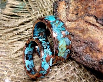 NAKOBI on Etsy American Indian Jewelry Rings, Copper Wedding Ring Women, Turquoise Wedding Ring, Mens Turquoise Rings, Turquoise Diamond Rings, Turquoise Wedding Rings, Turquoise Wedding Band, Turquoise Ring Engagement, Titanium Wedding Rings