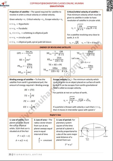 Gravitation Formula Sheet Class 11, Gravitation Formula Sheet, Gravitation Notes Class 11, Gravitation Notes, Physics Flashcards, Physics Cheat Sheet, Notes Physics, Basic Notes, Formula Sheet