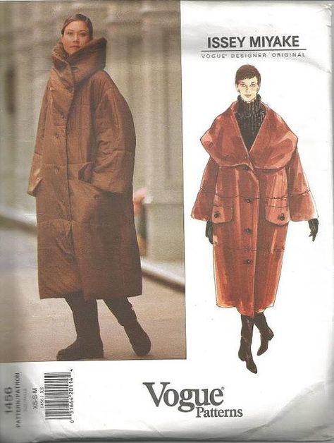 Issey Miyake - Vogue Designer Original Issey Miyake 80s, Issey Miyake Sewing Patterns, Coat With Cape, Collar Sewing Pattern, Winter Coat Pattern, Designer Winter Coats, Evening Dress Sewing Patterns, Vintage Clothes Patterns, Cape Collar