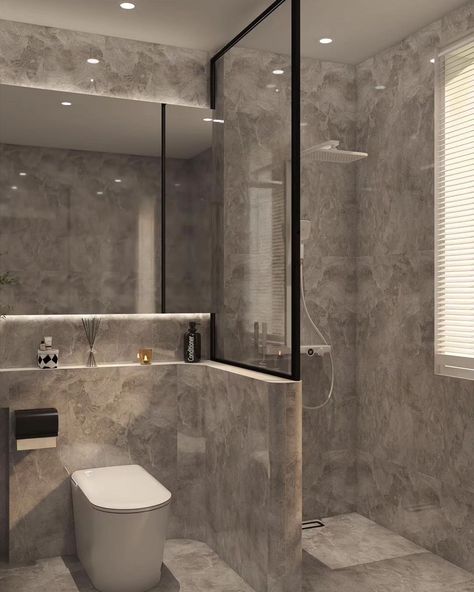 Modern Washroom, Copper Fixtures, Toilet Interior, Inviting Bathroom, Small Toilet Design, Sky Room, Marble Walls, Neutral Bathroom Decor, Toilet And Bathroom Design