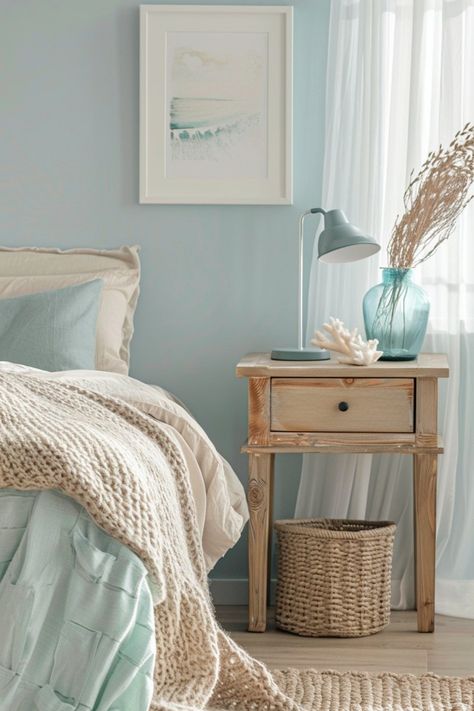 Turn your bedroom into a coastal paradise! 🌊 Discover 15 dreamy ideas that bring beachy vibes, soothing colors, and ocean-inspired decor to create the ultimate escape. #CoastalBedroom #HomeDecor #BeachyVibes Small Coastal Bedroom, Beachy Bedrooms, Coastal Bedroom Ideas, Staircase Decor Ideas, 15 Aesthetic, Beachy Bedroom, Aesthetic Coastal, Feminine Bedroom, Beach Cabana