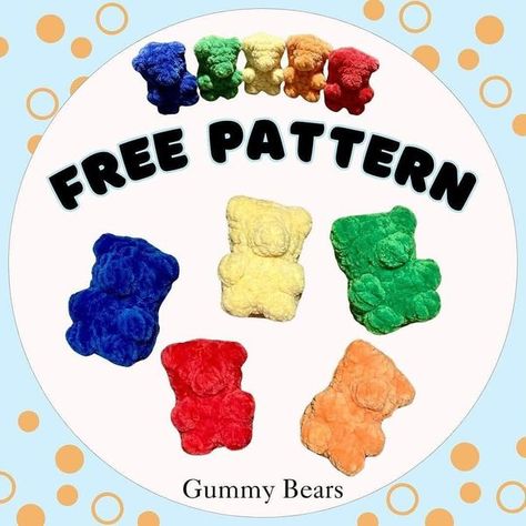 Crochet Gummy Bear, Amigurumi Patterns Free, Crochet Amigurumi Patterns, Bear Patterns Free, Little Mushroom, Gummy Bear, Free Crochet Patterns, Clothes Crafts, Bear Pattern