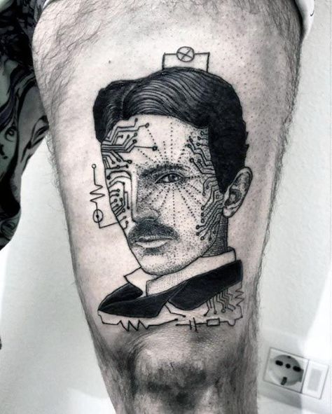 Nikola Tesla Male Tattoo Designs Science Tattoos, Famous Tattoo Artists, Tattoo Designs For Men, Boy Tattoos, Hand Tattoos For Guys, Valentine Photography, Nikola Tesla, Cover Up Tattoos, Popular Tattoos