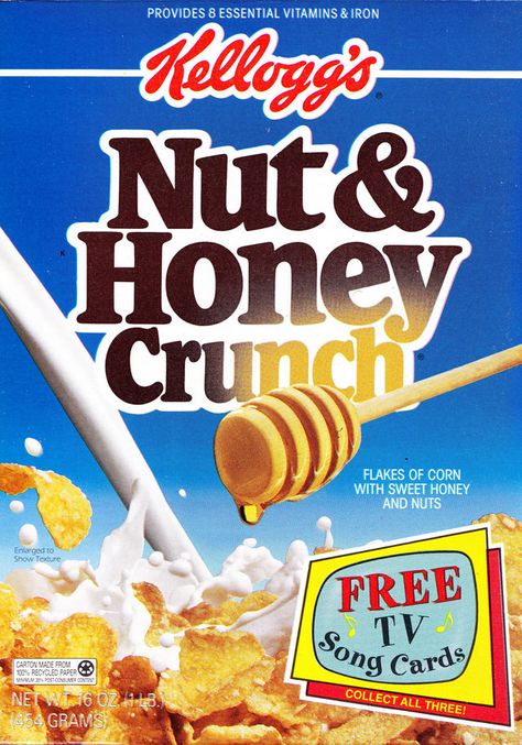 Honey Crunch, Grocery Gift Card, 80s Food, Cereal Packaging, Types Of Cereal, Cereal Brands, Cereal Killer, Chocolate Covered Peanuts, Crunch Cereal