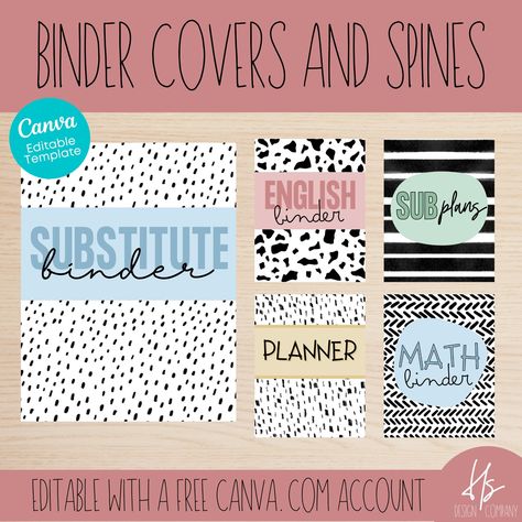 "These Editable binder covers and spines are perfect for your colorful boho themed classroom! With hand-drawn embellishments, these covers will make your organization easy and create a cohesive learning environment for both you and your students! Check out our other matching classroom resources here: https://www.etsy.com/shop/HoneysuckleByB?ref=shop_sugg&section_id=30887252 YOUR PURCHASE INCLUDES: - 8 binder covers 8.5x11 - 8 2\" binder spines - 8 1.5\" binder spines - 8 1\" binder spines - Link Reading Binder Cover, Front Of Binder Ideas School, Binder Labels Printable Free, Nursing Binder Covers, Free Binder Cover Printables Editable, Aesthetic Binder Cover Printable, Cute Binder Covers Printables, Diy Binder Cover Ideas, Cute Binder Ideas