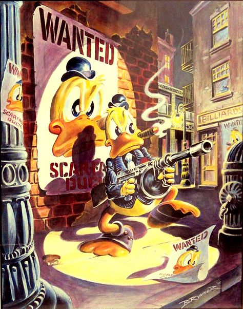 Frank Brunner Howard the Duck Gangster illustration No Trespassing, Howard The Duck, Duck Print, Duck Art, The Duck, Ducks, Birds, Art