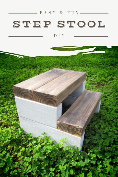 Super easy DIY step stool. Made from one 2 x 4! Get the instructions here. Step Stool Diy, Stool Diy, Countertops Wood, Countertops Concrete, Diy Stool, Concrete Kitchen, Diy Concrete, Diy Holz, Concrete Countertops